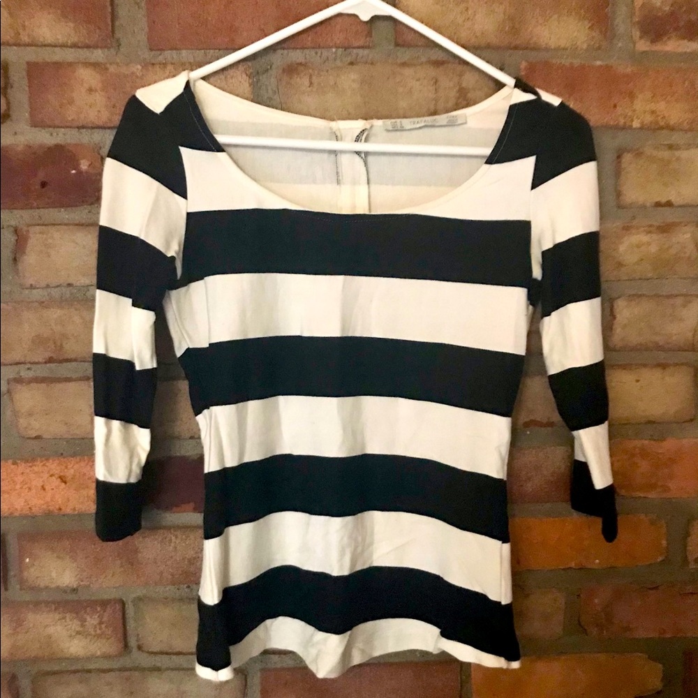 Zara Black & White Striped Top